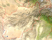 Afghanistan Satellite + Borders 2400x1896
